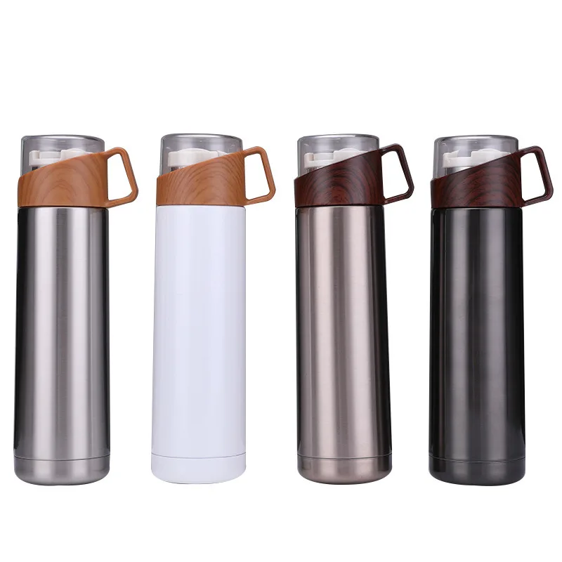 

Eco-friendly stainless steel thermos/stainless steel vacuum flask/Wooden cover travel cup, Black;white;silver;gold
