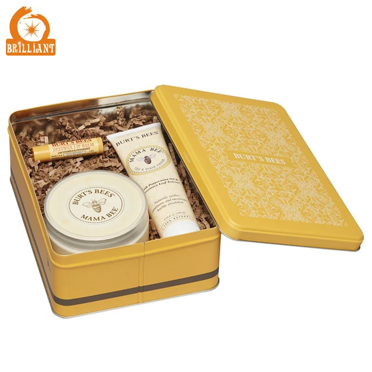 
Empty rectangular cosmetics brush metal tin box for makeup kit 