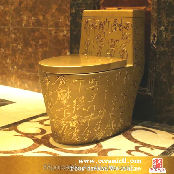 Super Luxe goud gekleurde golden Keramische toiletten in fabriek groothandel prijs, OEM