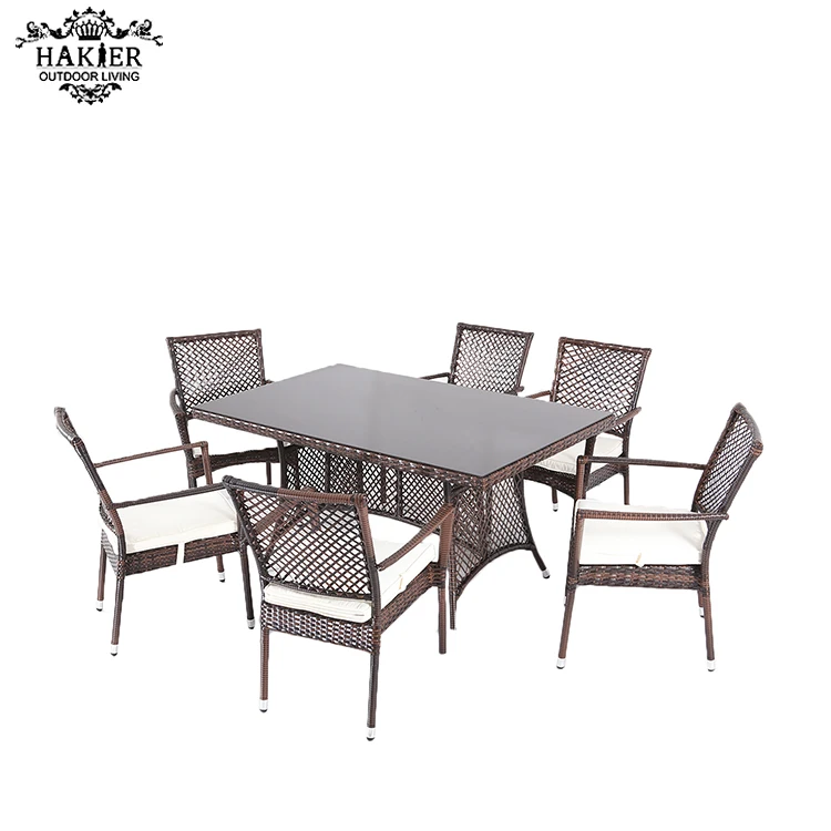 
Rattan chair outdoor wicker dining table set garden wicker desk 