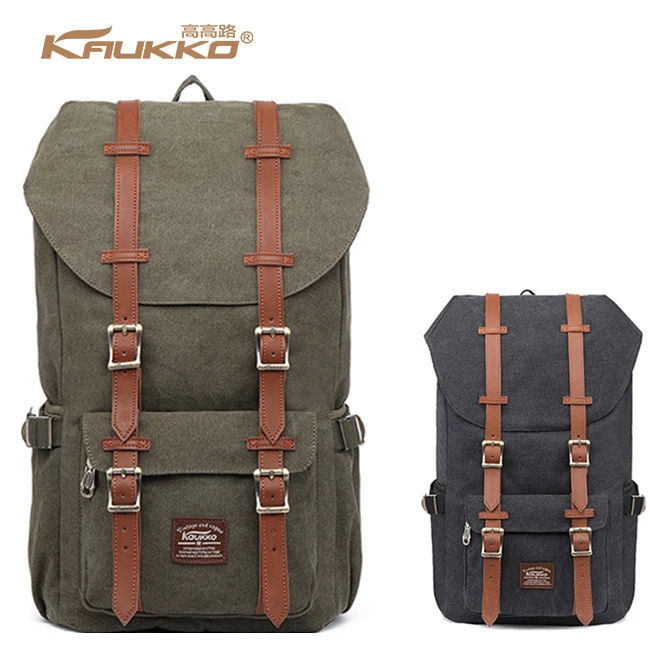 

KAUKKO Best Selling Retro Canvas Backpack America Camping Travel Hiking Wholesale Daypack Backpack from China