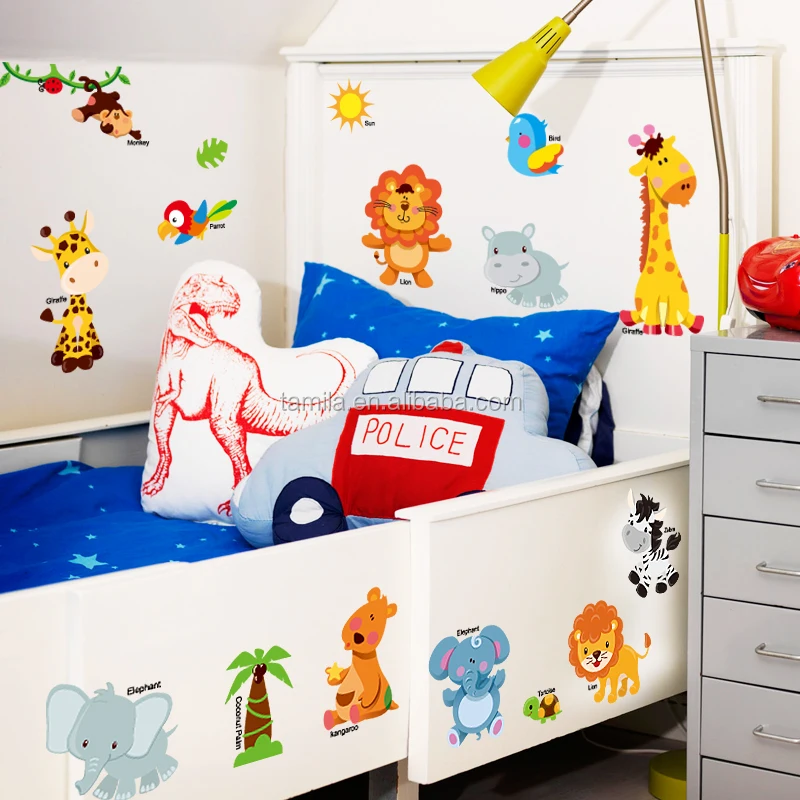 Jungle Forest Animals English Name Learning Wall Sticker For Kids Baby Nursery Kindergarten Room Decor Buy Cartoon Animals Wall Stickers Living Room Decorative Wall Sticker Kids 3d Wall Stickers Product On Alibaba Com