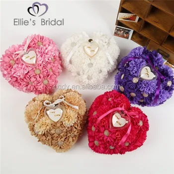 2015 Heart Shaped Wedding Ring Pillow With Ring Box Handmade Silk