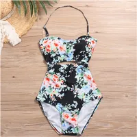 

YSMARKET 4 Color New Hot Splice Printed Women Swimsuit Push Up Sexy Ladies Swimwear One Piece Plus Size E1806