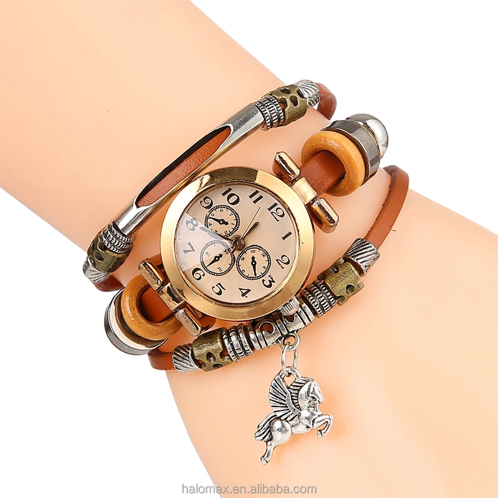 

Women's Gold Watch Brand Fashion Black White Leather Bracelet Quartz Wristwatch Women Ladies Dress watch