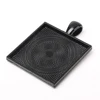 Factory sale black square cameo base setting for necklaces