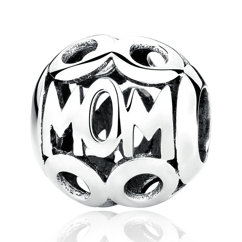 

solid sterling silver bracelet bead Jewelry Finding with MOM letter