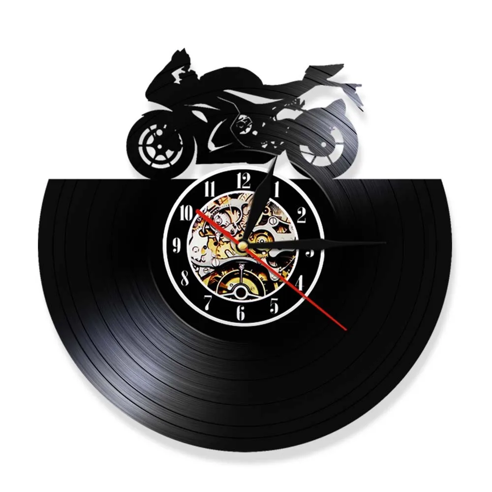 Motorbike Wall Clock Motorcycle Sports Race Speed Riders Vinyl Record