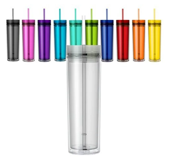 

Wholesales 16oz insulated double wall Acrylic skinny personalized plastic Tumbler With Straw