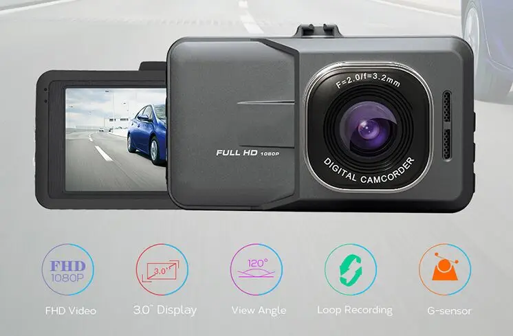 China 3.0 inch mini fhd 1080p vehicle camera wdr night vision car