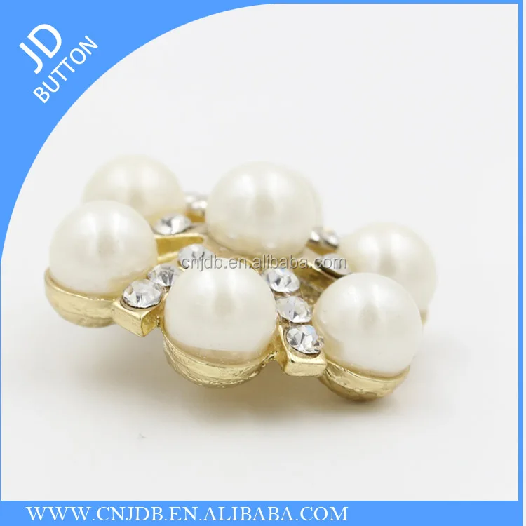 
2015 Fashion bulk rhinestone buttons, cheap crystal buttons, Metal Pearl Rhinestone buttons 32MM 