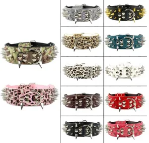 Image of Wholesale strong pitbull spiked leather dog collar for large dog