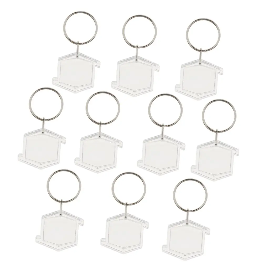 Jili Online 10 Pieces DIY Hexagon Shape Personalised Insert Photo Acrylic Blank Keyring Keychain 23x24mm