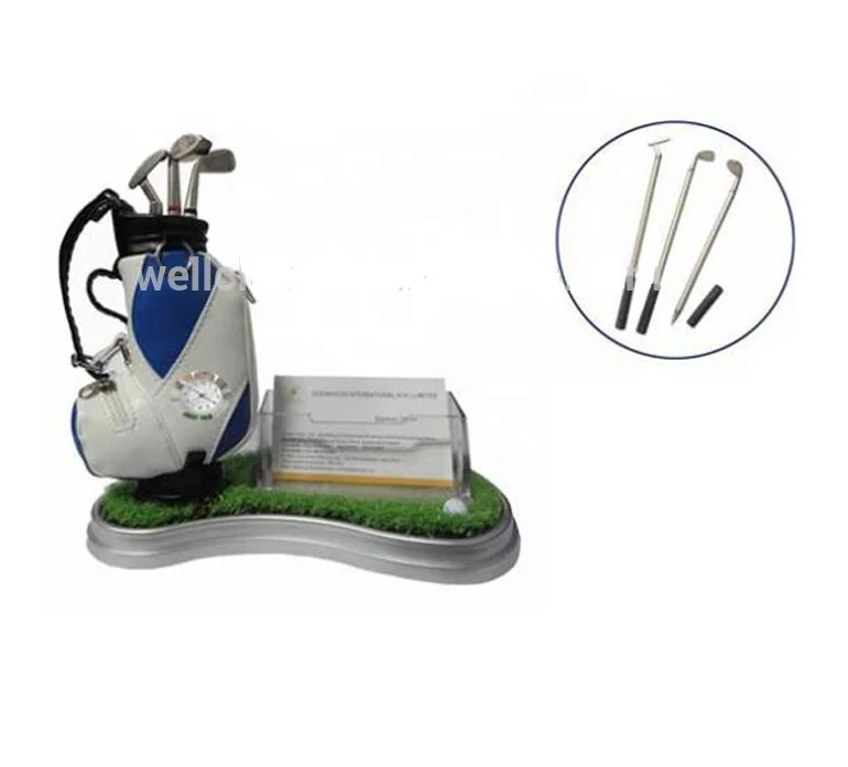 

Golf Shaped Table Alarm Clock With Pen Holder And Name Card Holder Function, White , can custome