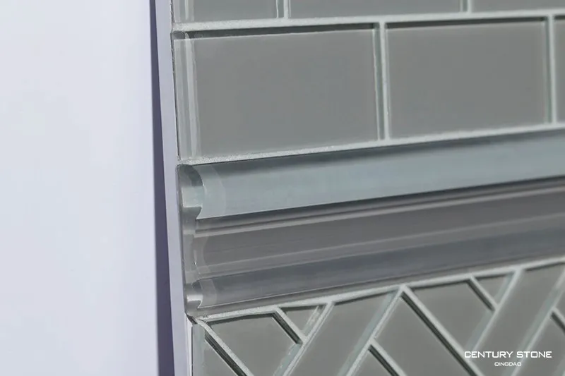 Gris verre chevrons de carreaux de mosaïque pour dosseret de ... Dosseret décor Gris