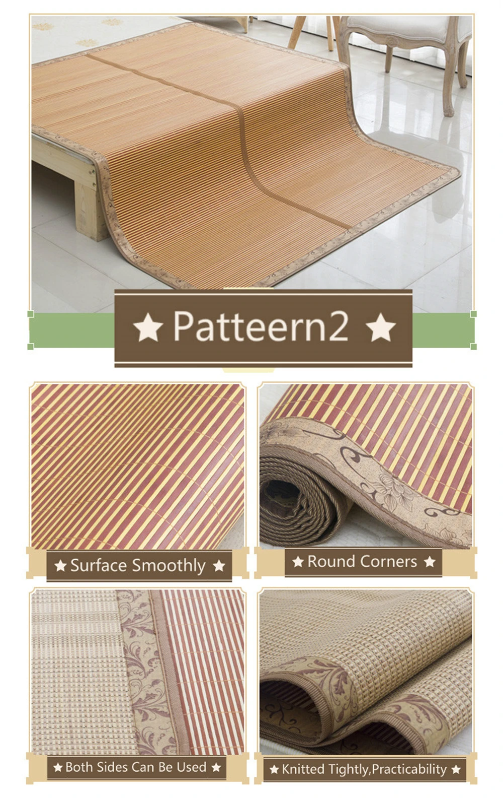 Summer Cooling Adult Bamboo Sleeping Mat Ecofriendly Bamboo Bed Mat