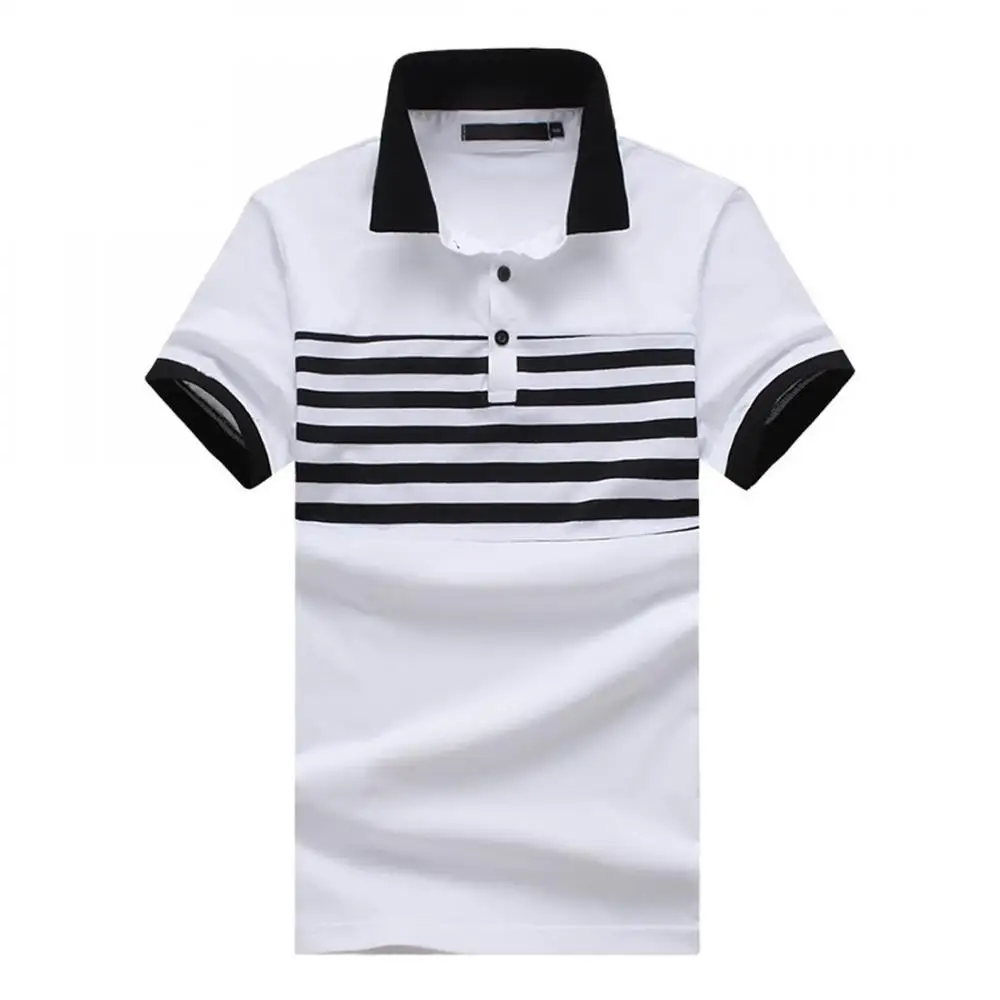 

casual style lapel collar latest summer design short sleeve striped mens polo shirt 211418
