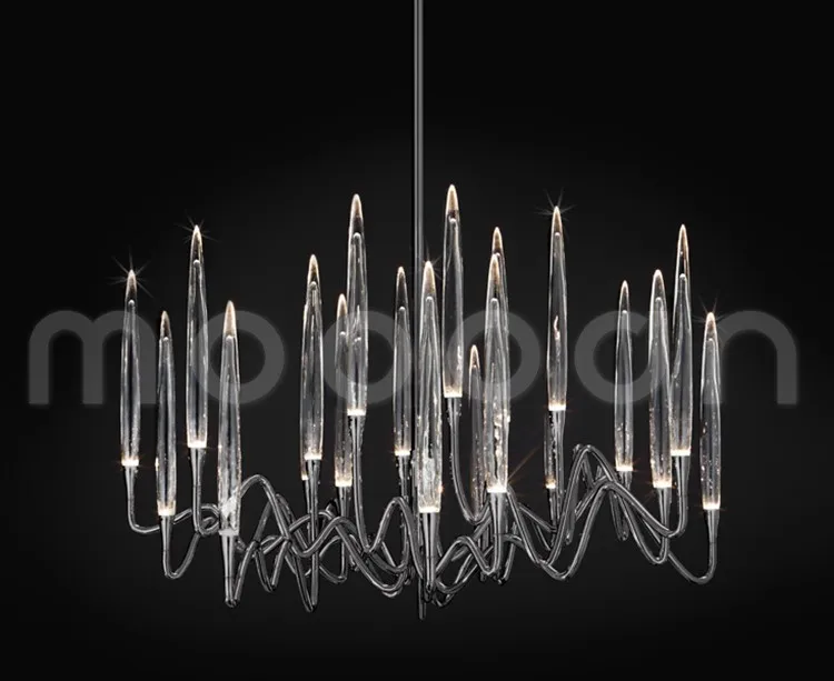 Modern European Metal Iron Art Luxury gold or nickel Pezzo G4 LED Candle Crystal Glass Chandelier