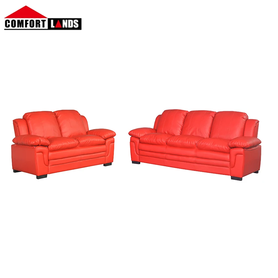 Wholesale Cheap Modern Living Room Home Furniture Set Luxury Relax Leisure Red Pu Leather Sofa on