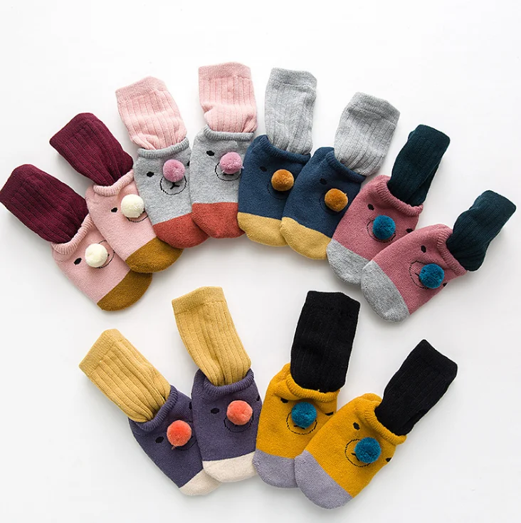 

Winter new creative removable thick terry cotton baby socks non slip