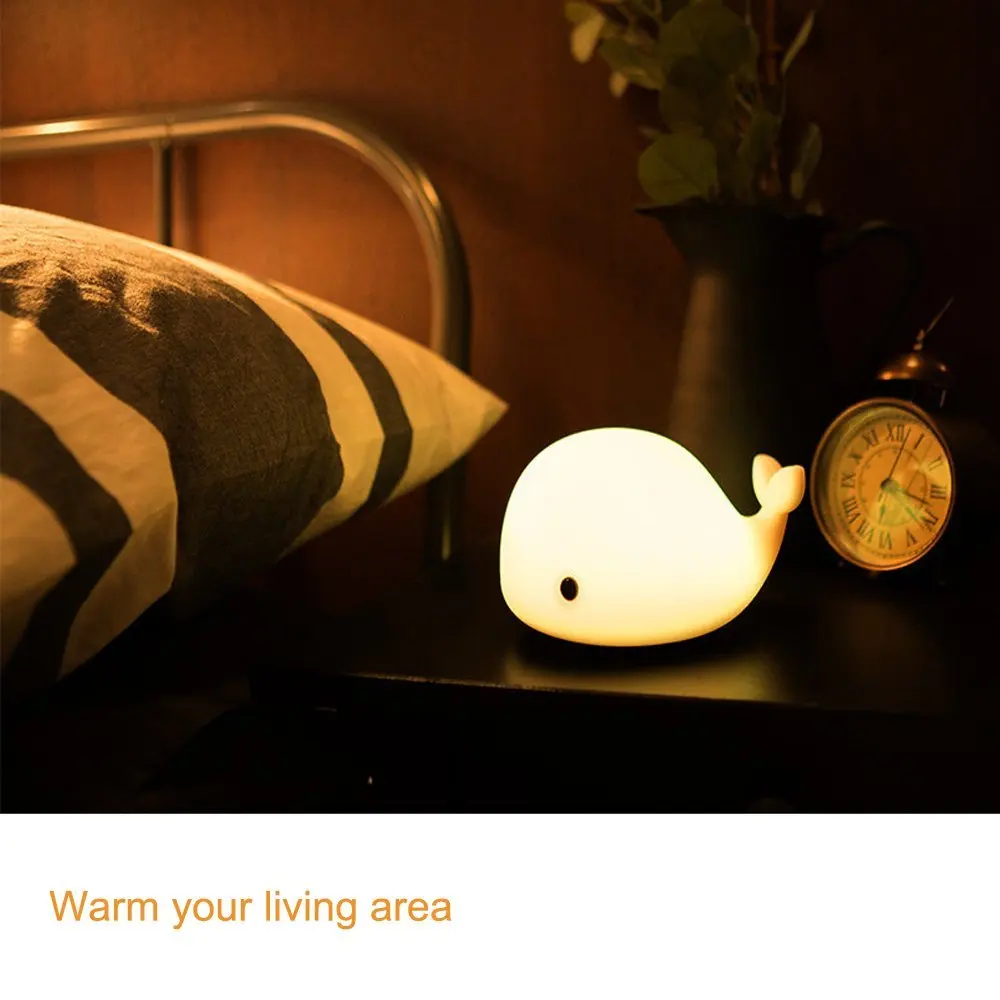 Dual Light Mode Tap Control Soft Silicone Dolphin Led Baby Night Light