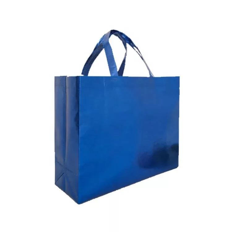 

zero waste laminated non woven bag retail online shopping, Blue/magenta/yellow/silver/champagne