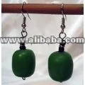 Green African Amber Bead Earring - Kenya