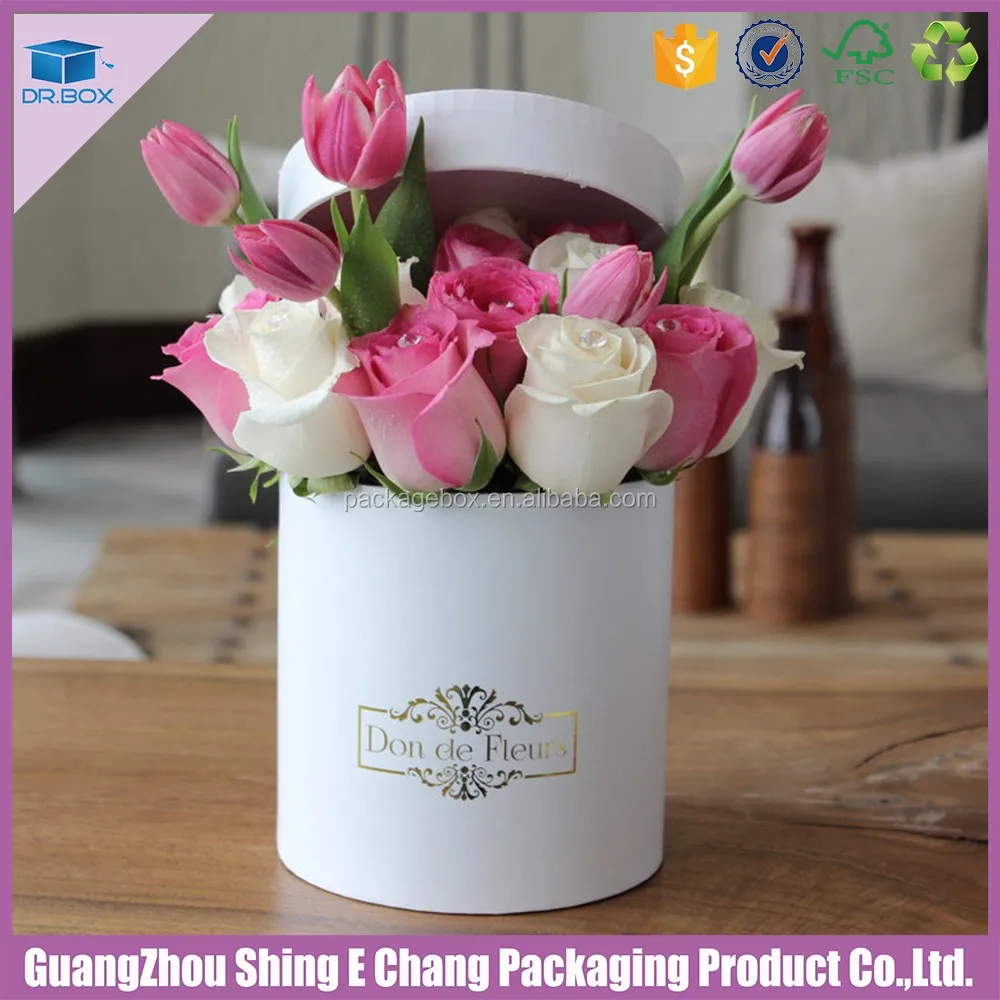 Download Luxury Flower Paper Boxes Round Gift Flowers Box With Matt ...