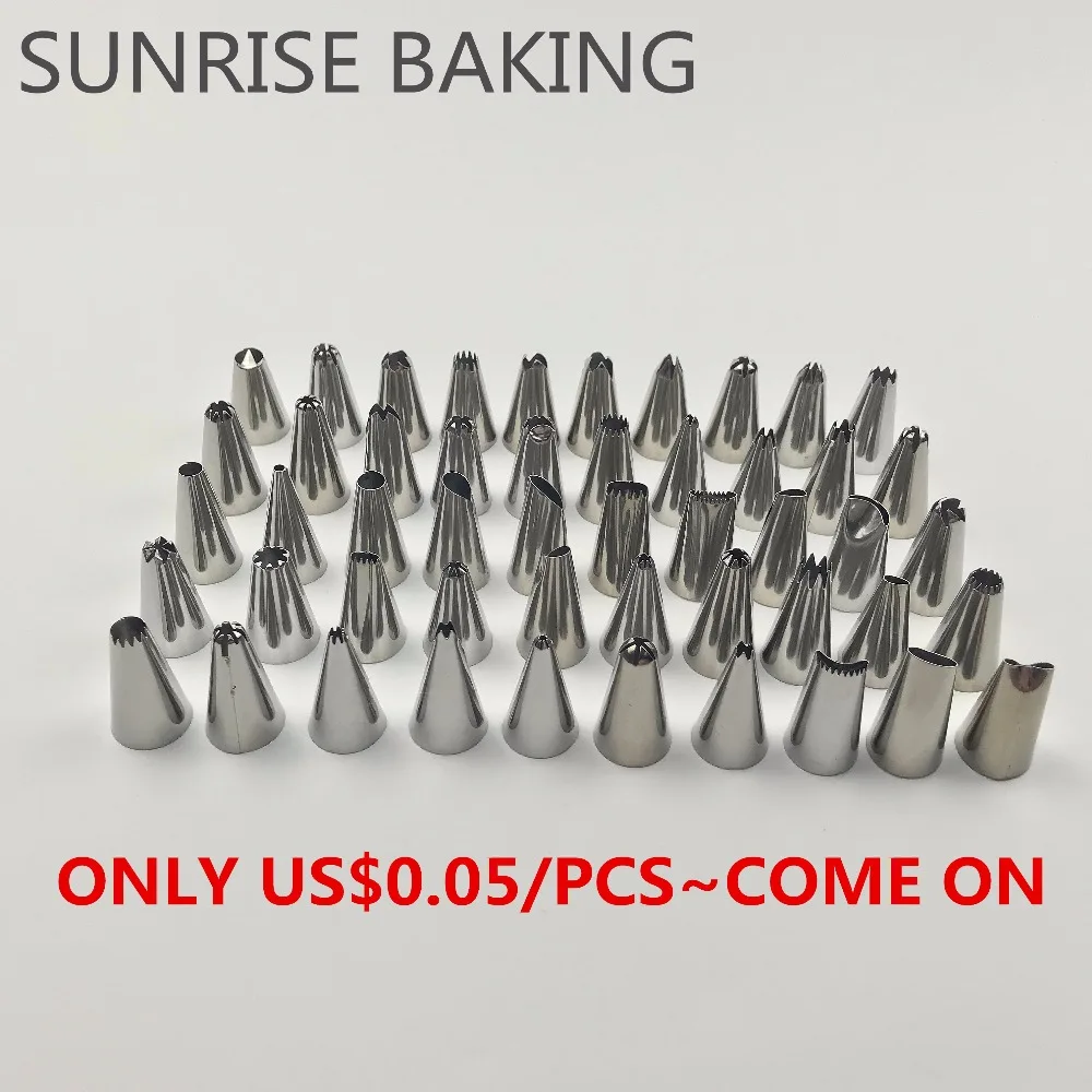 Hight quality stainless steel 430 wholesale small size icing piping tips/cupcake/cake decorating nozzles with 50 styles