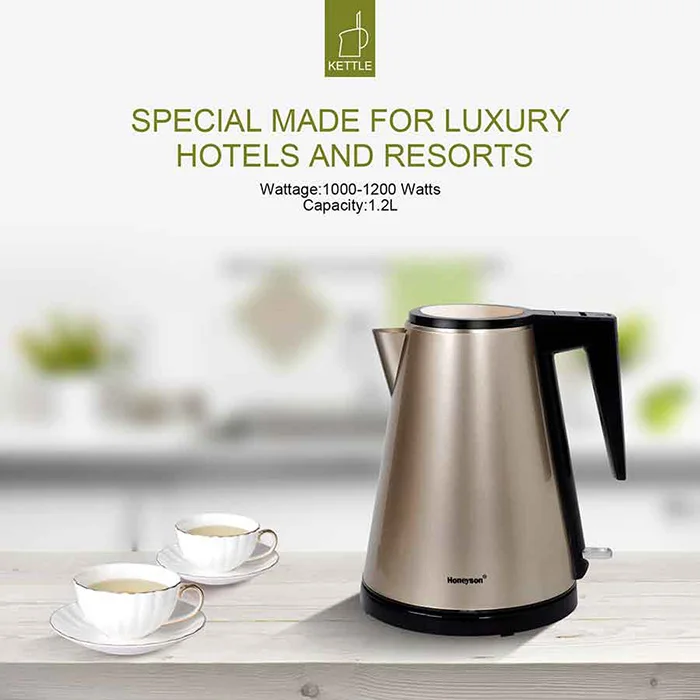 Honeyson hot hotel luxury double wall multifunction electric kettle