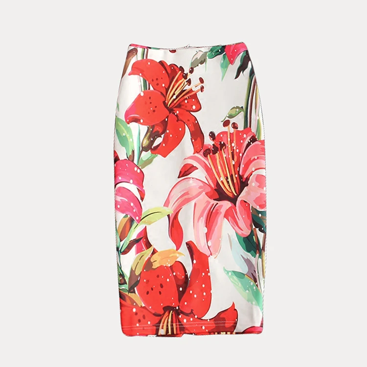 

3D flower print women pencil skirts 2016 new fashion lady slim faldas vogue girls casual bottoms drop shipping wholesale