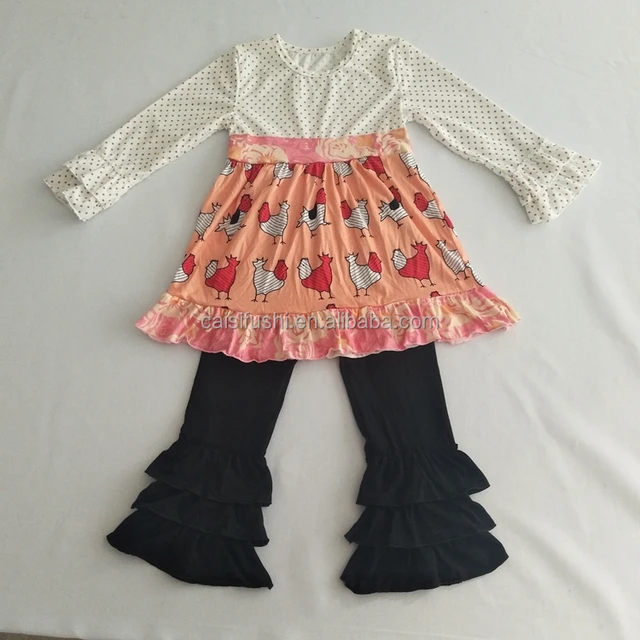 polka dots ruffle cotton girls boutique clothes