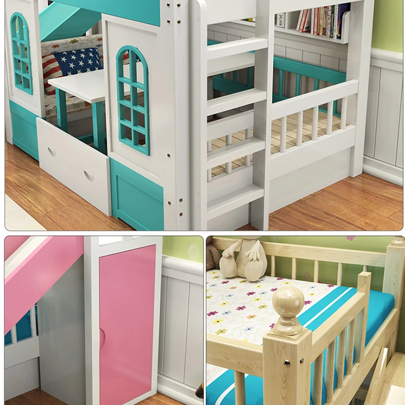 Fashion design castle style twin bunk bed kids