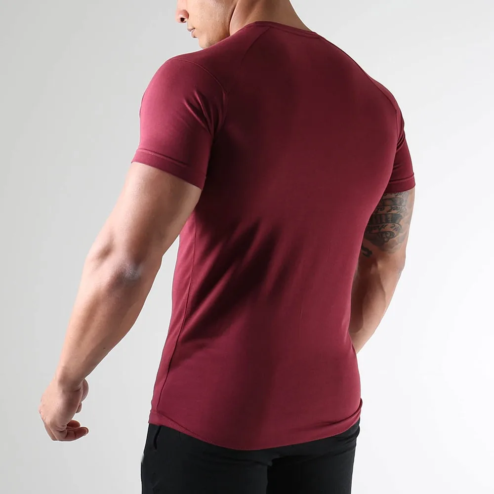 Custom 95 Cotton 5 Spandex Plain Seamless Men Fitness T-shirts