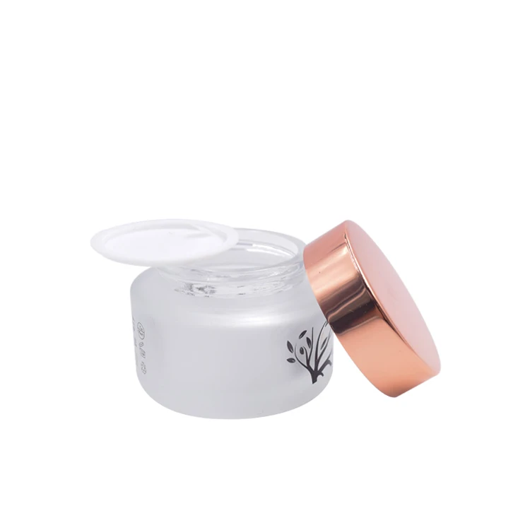 Hot Selling Clear Frosted Cosmetic Glass Hair Cream Jar With Rose Gold