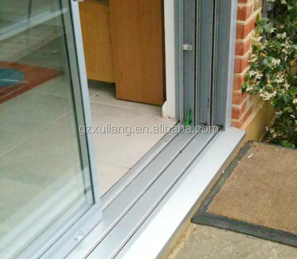 
double glass triple rail aluminium sliding door 
