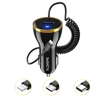 

FLOVEME Free Shipping car charger qc2.0 spring wire usb car charger mobile phones