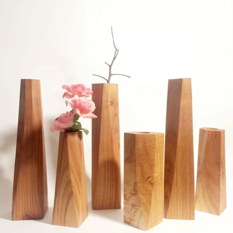

Custom collins luxury black walnut wood vases natural wood flower vases home decor, Brown/customized