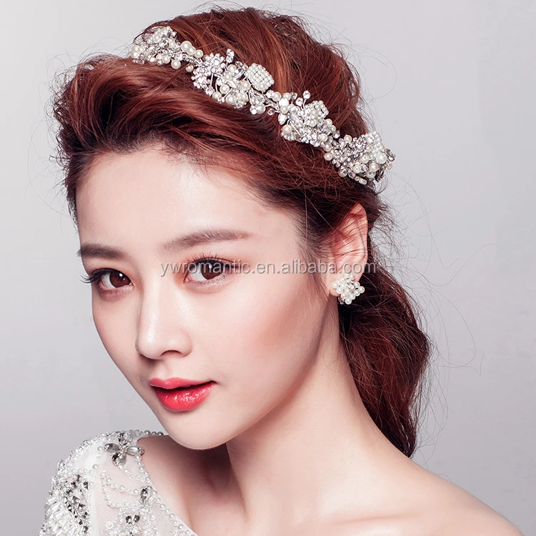 

Factory wholesale directly can accept small quantity rhinestone pearl new design bridal wedding tiara