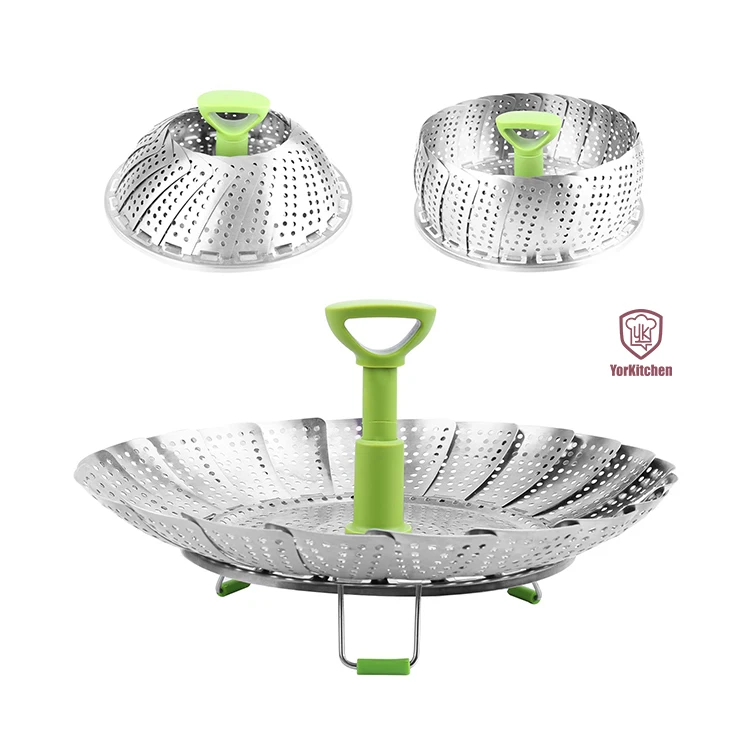 

Extendable Handle and Silicone Feet Collapsible Vegetable Steamer Basket for Large and Small Pan