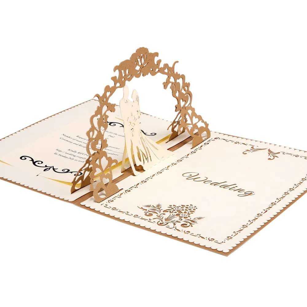 Customise Printing Laser Cut Pop Up Wedding Invitation Cards - Buy ...