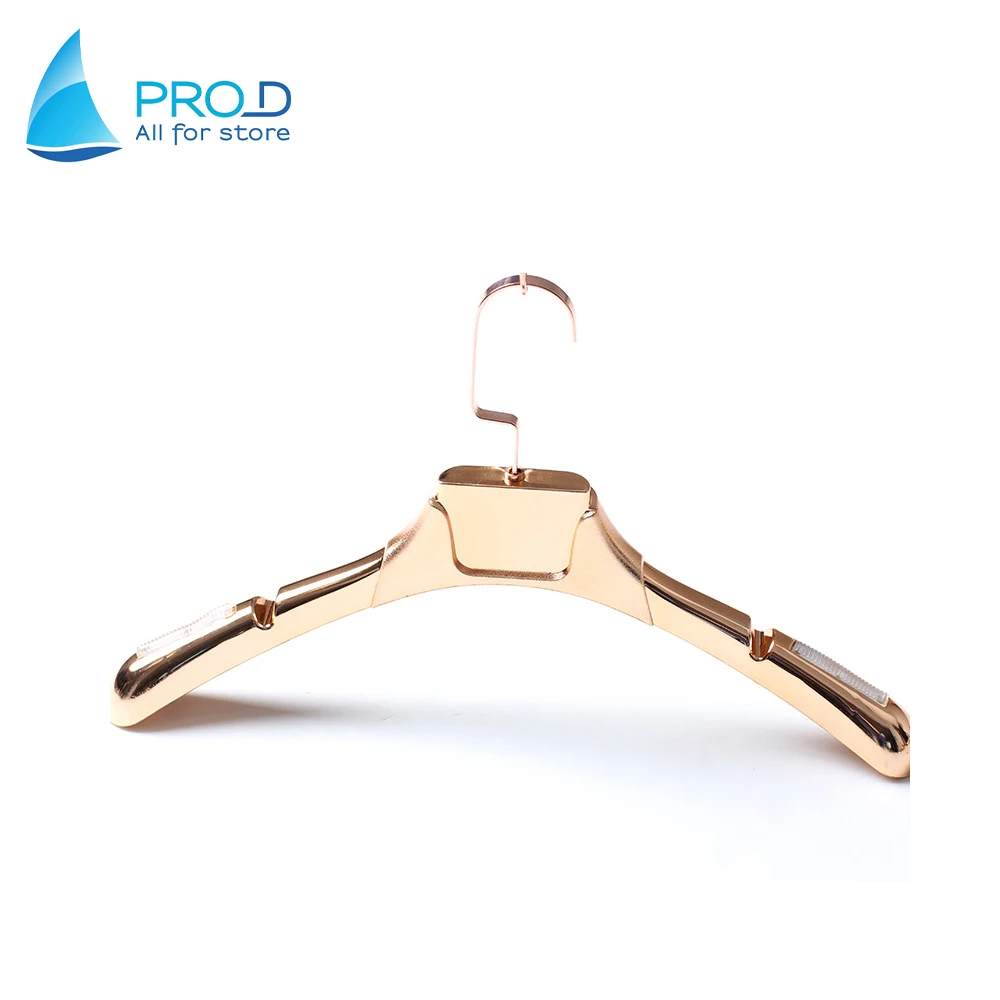 

High Quality Plastic Suit Hanger Deluxe Rubber Coat Gold Hanger, As picture