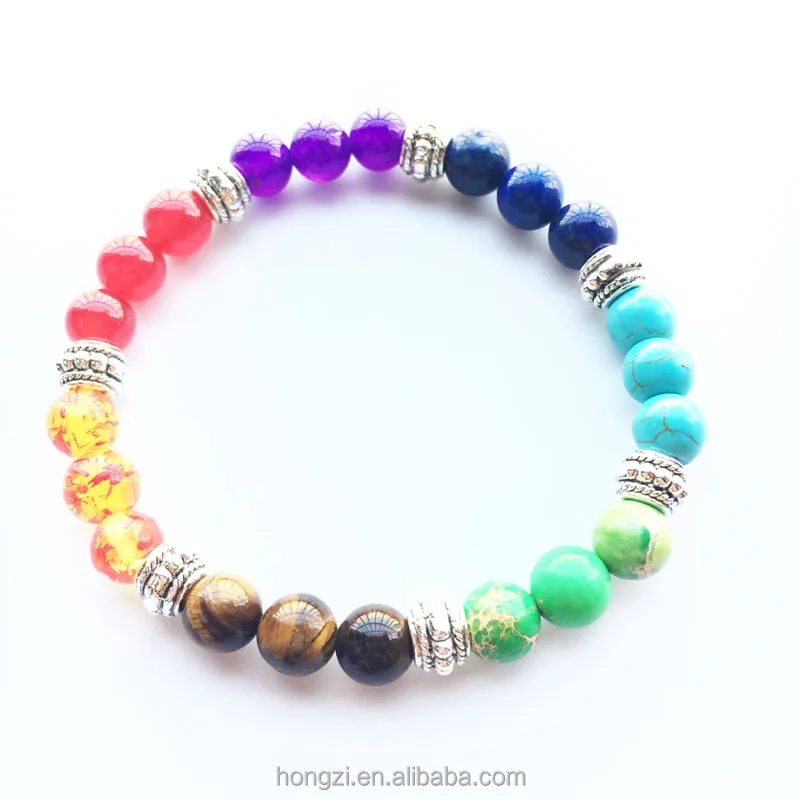 

Sell lots of natural stone agate volcano lava stone 8 mm energy colorful beads hand string bracelet for Men, N/a