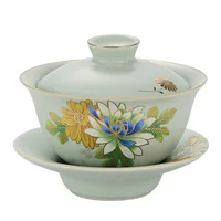 

ready to ship Traditional jingdezhen ceramic gaiwan tea cups set lid and bowl