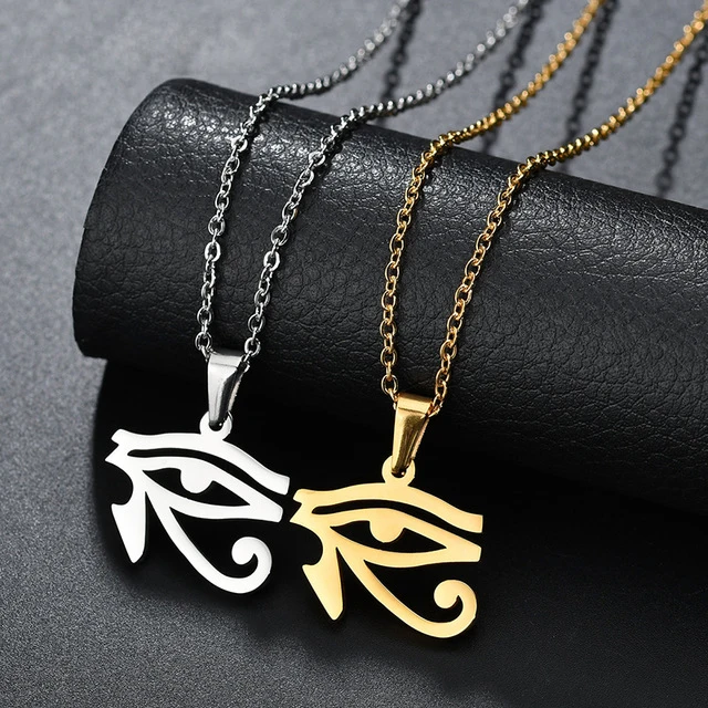 

Holy 316L Stainless Steel Ancient Egyptian Amulet Necklace Gold Eye of Horus Pendant Necklace for Men Jewelry