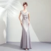 TS1182 Jancember French grey new fashion butterfly luxury sexy custom bridesmaid long women party mermaid lace evening dress