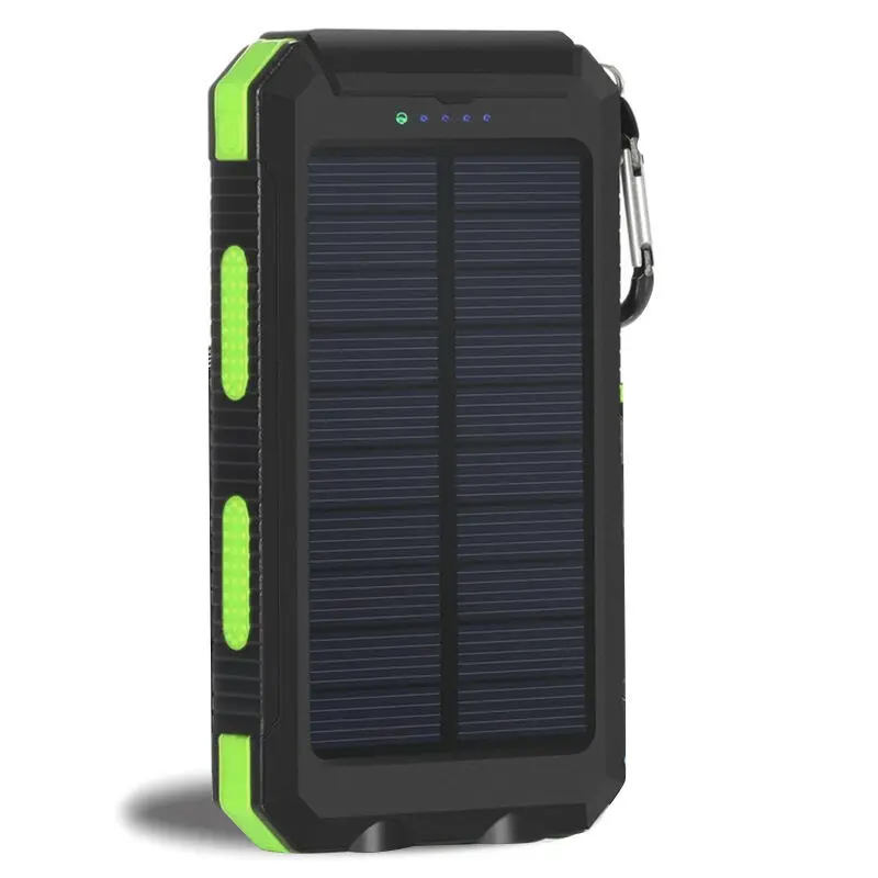 

New arrival portable charger solar power bank 3 USB port 8000mah with led light
