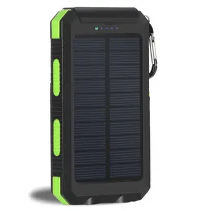 Portable Solar Power Bank 3 USB Ports LED Light 8000mAh