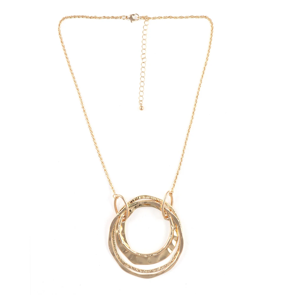 

Statement Alloy Charm Round Necklace With Casting Pattern Pendent Jewelry Accessories Supplies, Gold