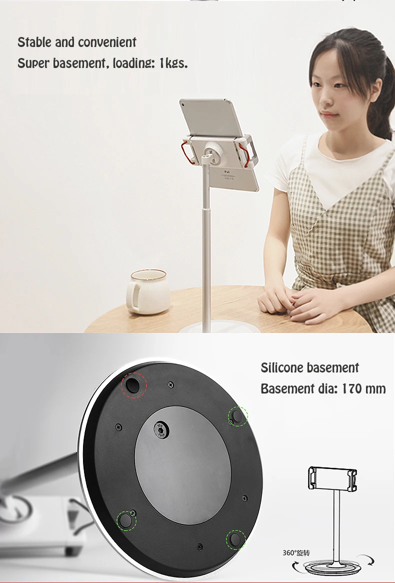 Free Lifting 4.7-12.9 Inch Aluminum Alloy Desktop Stand for iPad Pro iPhone Surface Book Tablet PC Stand